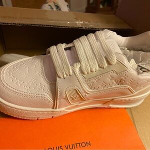 Louis Vuitton Cream Embossed Sneakers